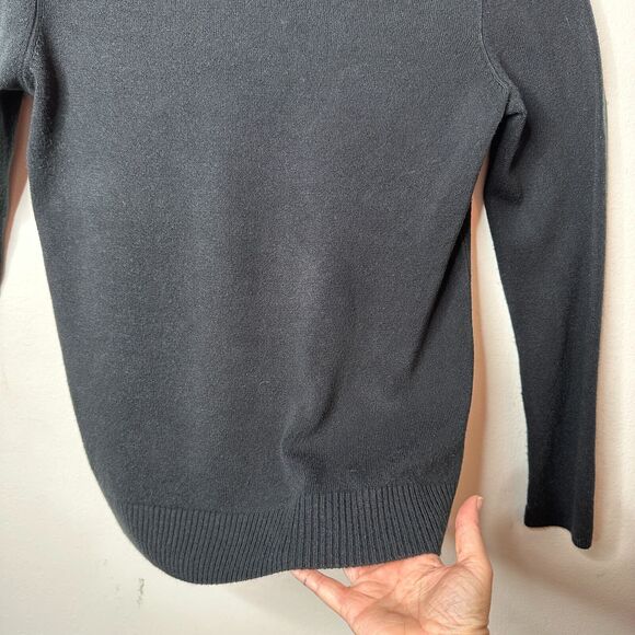Debbie Morgan Solid Black Round Neck Long Sleeve Banded Waist Sweater L - Picture 5 of 10